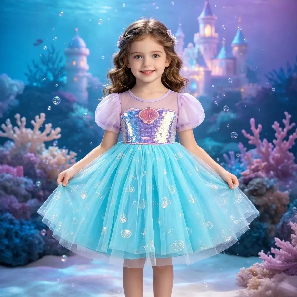 Toddler Girl Tulle Party Dress - Toddler Girls Mermaid Princess Tutu Dress