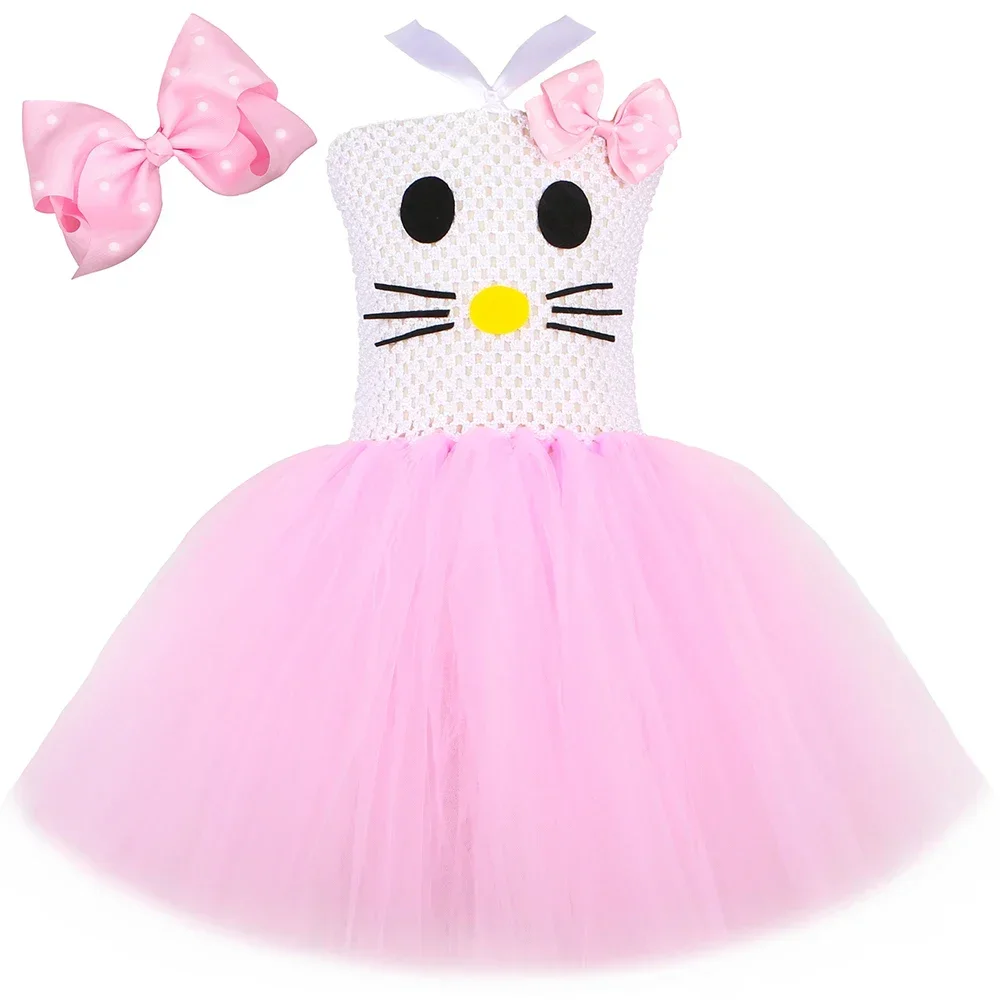 Toddler Girl Tulle Party Dress - Kitty Costume for Girls Pink Tulle
