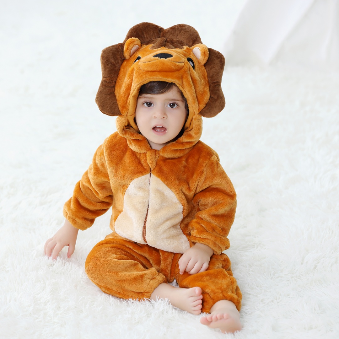 Newborn Baby Cute Lion Animal  - Cotton Baby Onesies Zipper recension och pris
