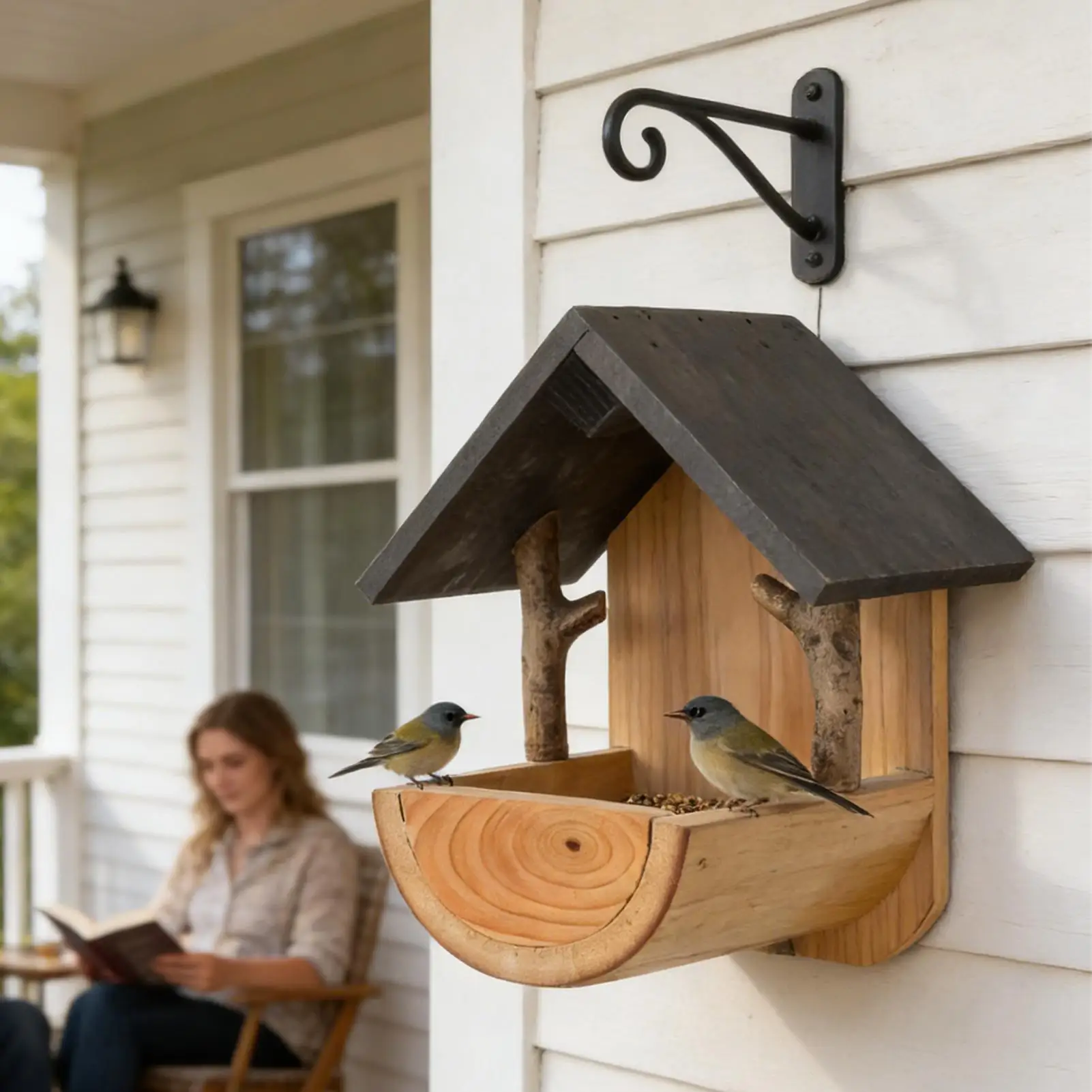 Wall Mount Wooden bird feeder  - Feeding recension och pris