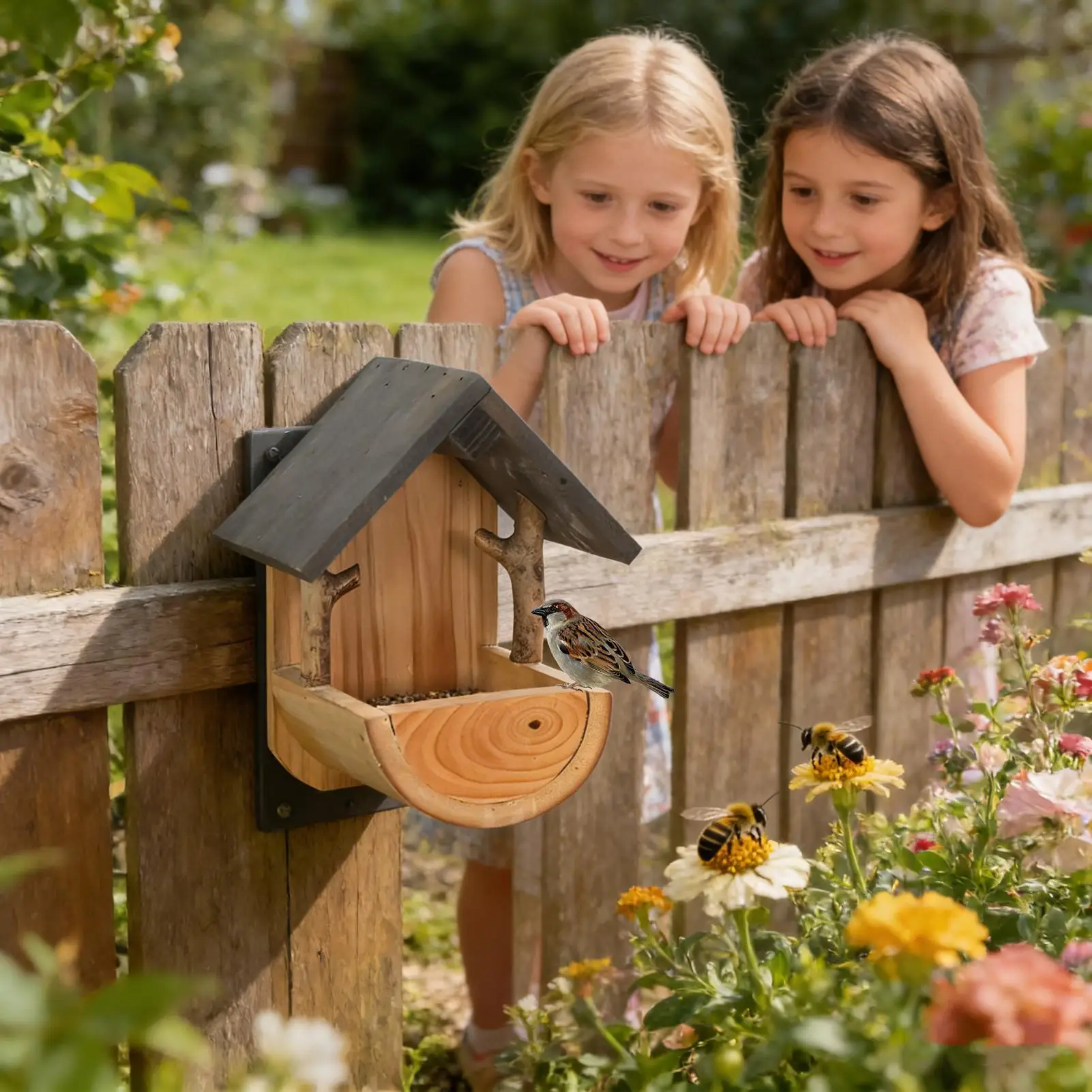 Wall Mount Wooden bird feeder  - Feeding recension och pris