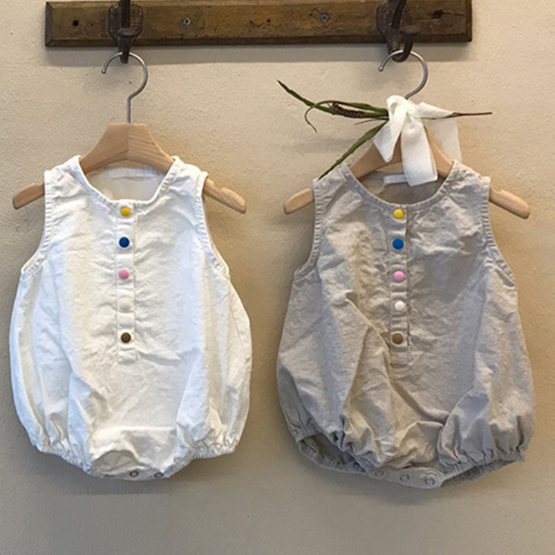 Linen Cotton Boys Romper Summe - Baby Summer Linen Sleeveless Jumpsuit recension och pris