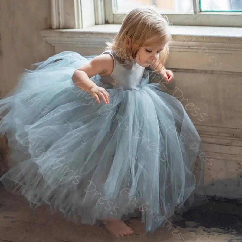 Blue Flower Girl Dress for Wed - Toddler Girl Tulle Party Dress recension och pris