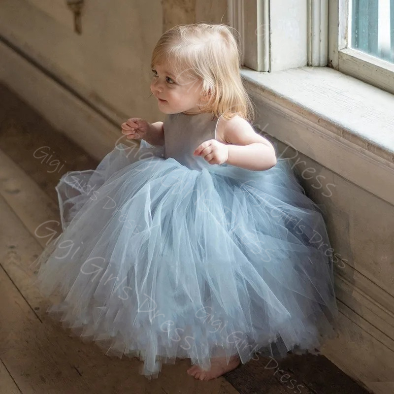 Blue Flower Girl Dress for Wed - Toddler Girl Tulle Party Dress recension och pris