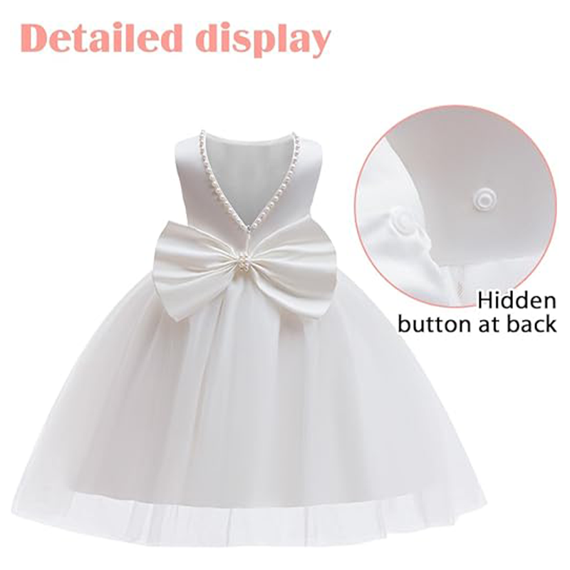 Girls Elegant White Communion  - Toddler Girl Tulle Party Dress recension och pris