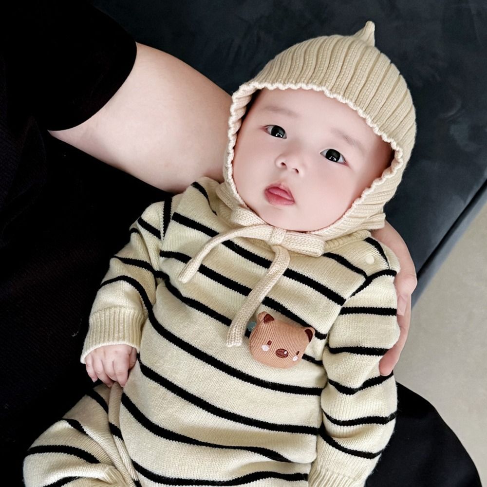 Cute Solid Color Baby Hat Wint - Infant Beanie Hat With Ears recension och pris